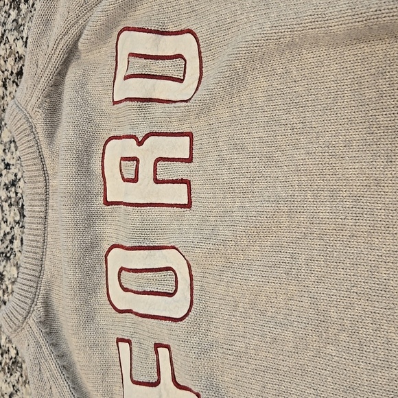 PACSUN X FORD HEATHERED GREY STRIPED CREW NECK SWEATER. SIZE LARGE. - Picture 7 of 9